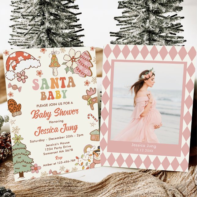 Cookie Santa Baby Christmas Baby Shower Party  Invitation (Creator Uploaded)