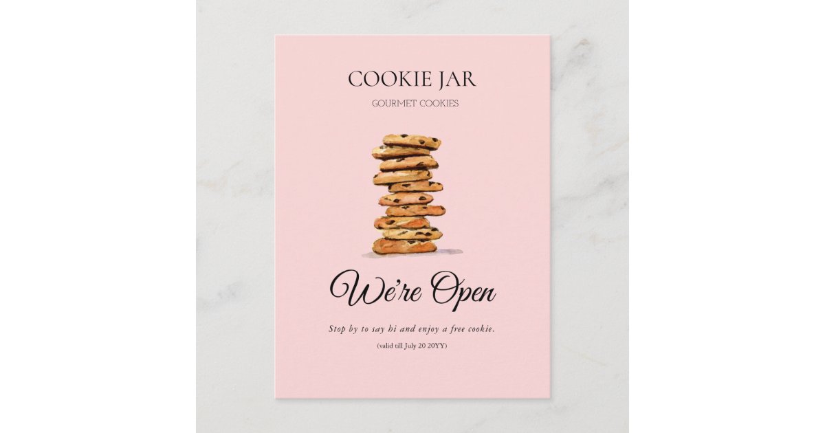 Cookie Shop Bakery We're open promotional Postcard | Zazzle