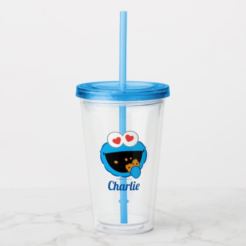 Cookie Smiling Face with Heart_Shaped Eyes Acrylic Tumbler