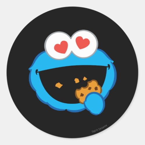 Cookie Smiling Face with Heart_Shaped Eyes Classic Round Sticker