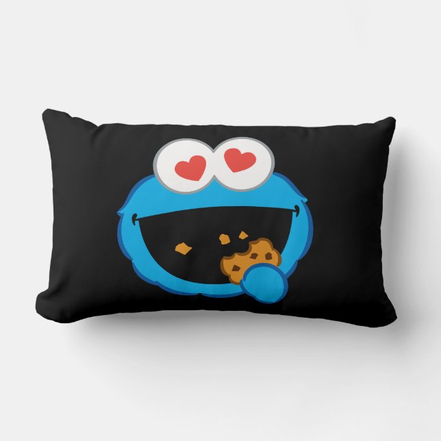 Cookie Smiling Face with Heart-Shaped Eyes Lumbar Pillow (Front)