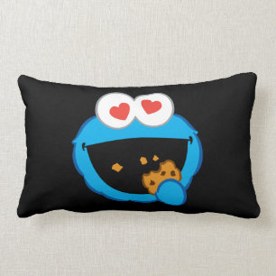 Cookie Smiling Face with Heart-Shaped Eyes Lumbar Pillow