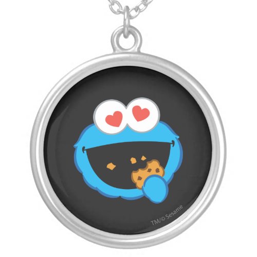 Cookie Smiling Face with Heart_Shaped Eyes Silver Plated Necklace