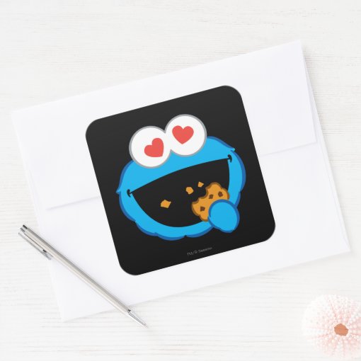 Cookie Smiling Face With Heart Shaped Eyes Square Sticker Zazzle