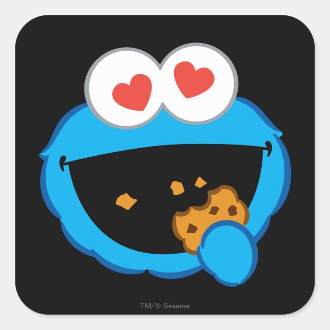 Cookie Smiling Face with Heart-Shaped Eyes Square Sticker (Front)