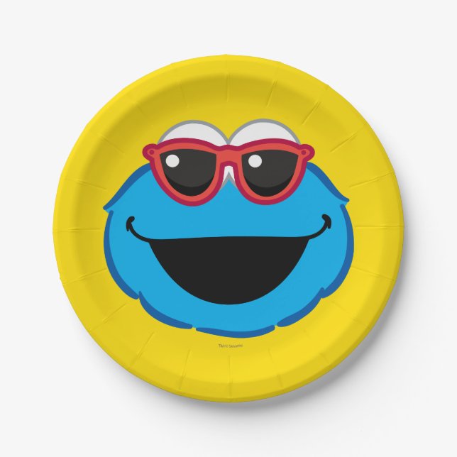 Cookie  Smiling Face with Sunglasses Paper Plates (Front)