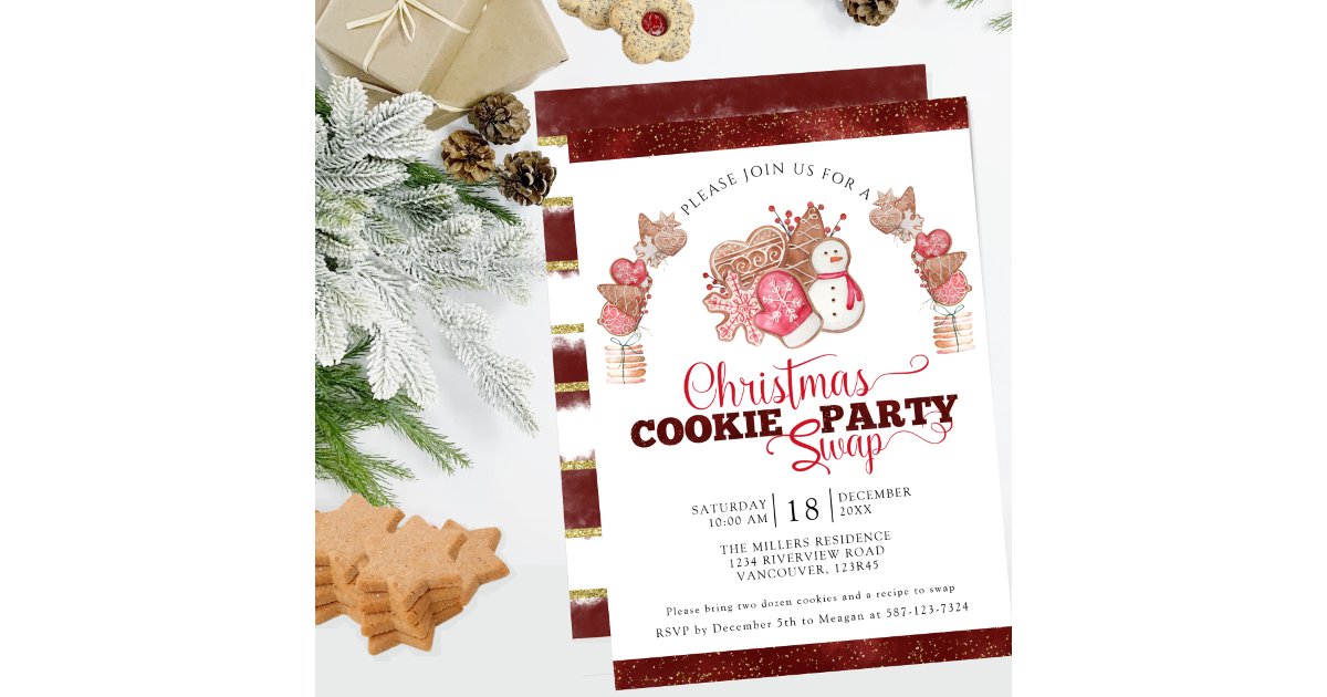 Cookie Swap, Cookie Exchange Christmas Party Invitation | Zazzle