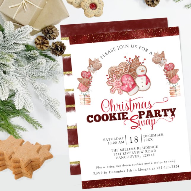 Cookie Swap, Cookie Exchange Christmas Party Invitation (Creator Uploaded)