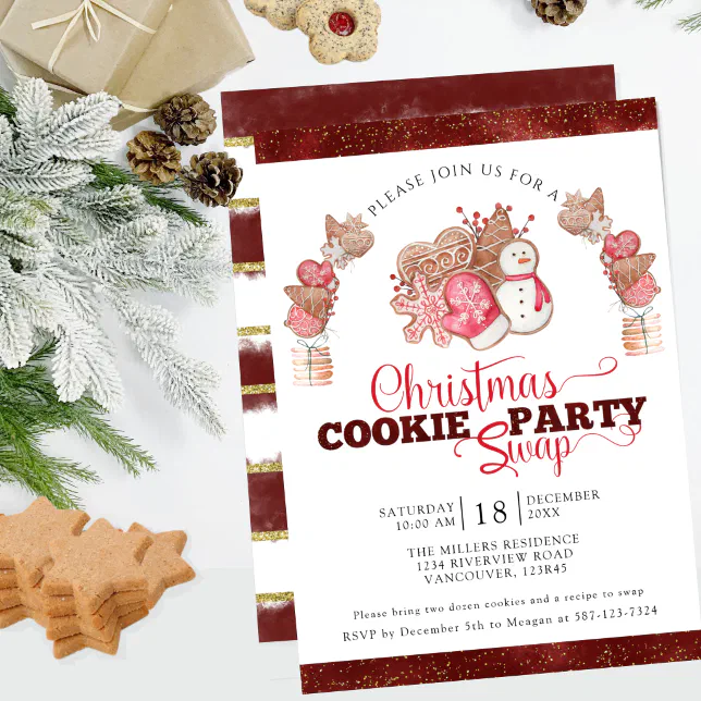 Cookie Swap, Cookie Exchange Christmas Party Invitation | Zazzle