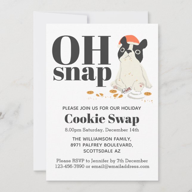 Cookie Swap Cute Puppy and Cookies  Invitation (Front)