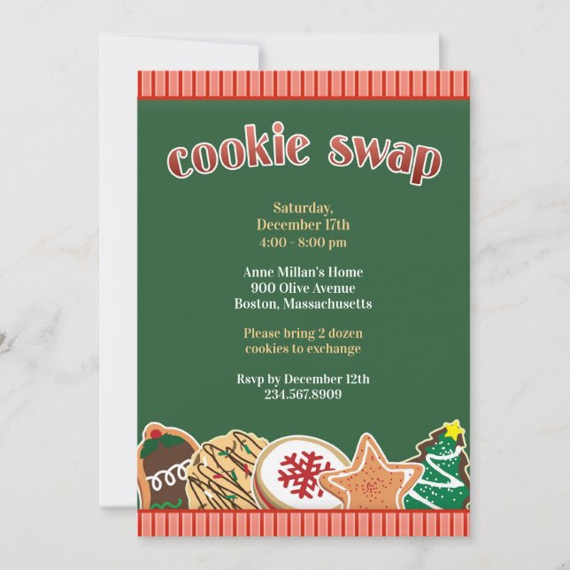 Cookie Swap Exchange Holiday Invitation (Front)