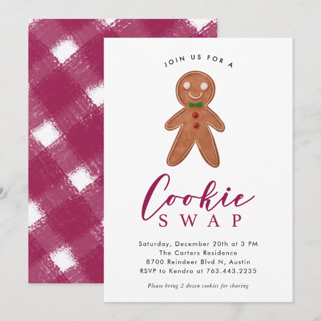 Cookie Swap Gingerbread Man Christmas Party Invitation (Front/Back)