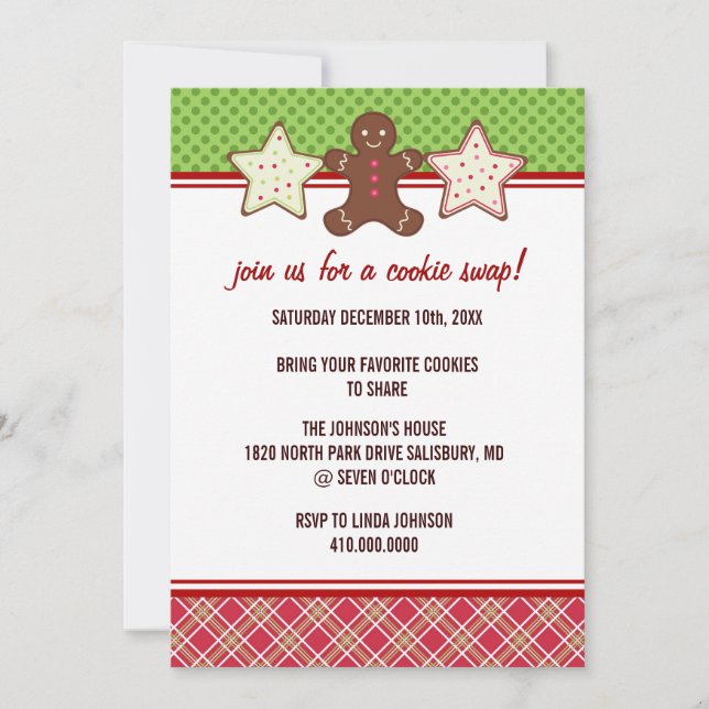 Cookie Swap Holiday Christmas Party Invitations (Front)