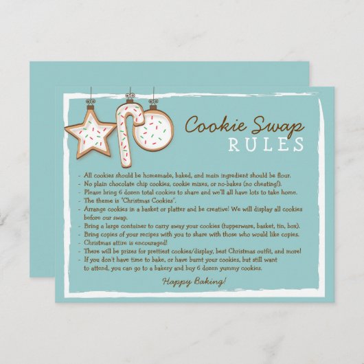 Cookie Swap Instruction Card - Custom Design (Front/Back)