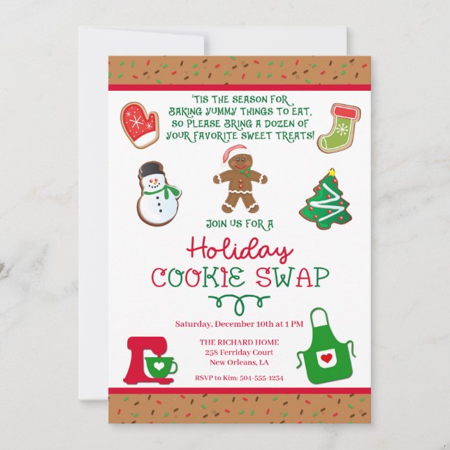 Cookie Swap Invitation, Cookie Party Invitation (Front)