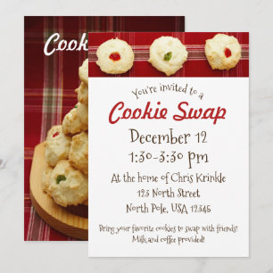 Cookie Swap Red Plaid Thumbprints Invitation
