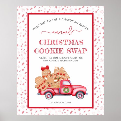 Cookie Swap Red Truck Gingerbread Welcome Sign