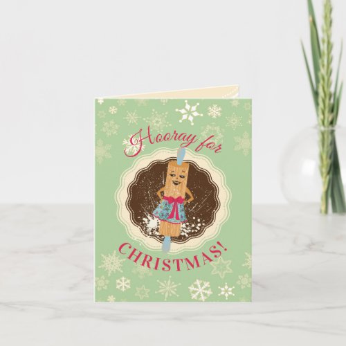Cookie sweets baker retro rolling pin Christmas Holiday Card