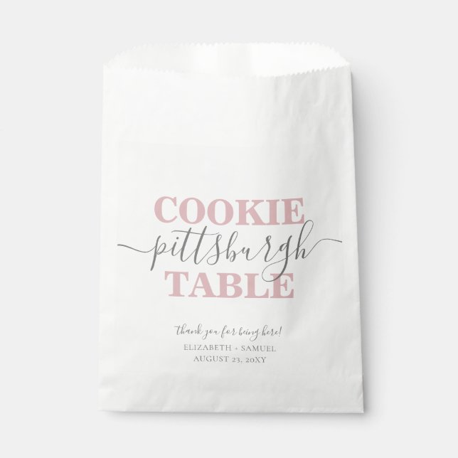 Cookie Table Personalized Pink Paper Favor Bag (Front)