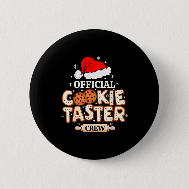 Cookie Taster Crew, Funny Christmas Baking Team  Button (Front)