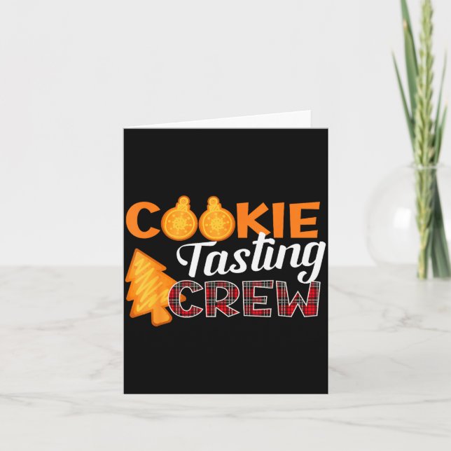 Cookie Tasting Crew - Funny Plaid Christmas  Card (Front)