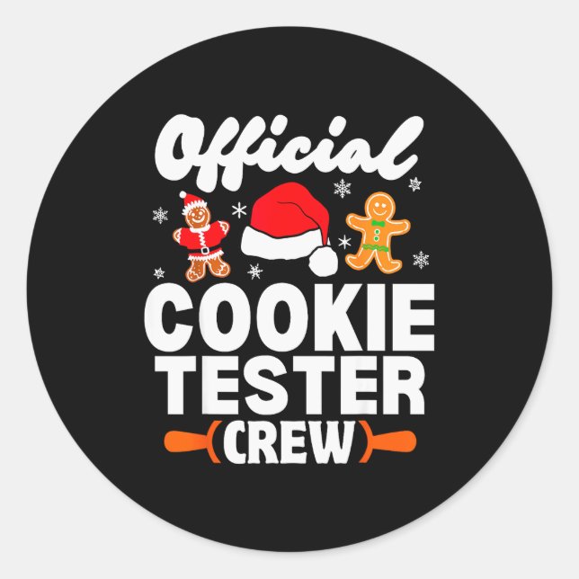 Cookie Tester Crew Christmas Baking Xmas Pajamas  Classic Round Sticker (Front)