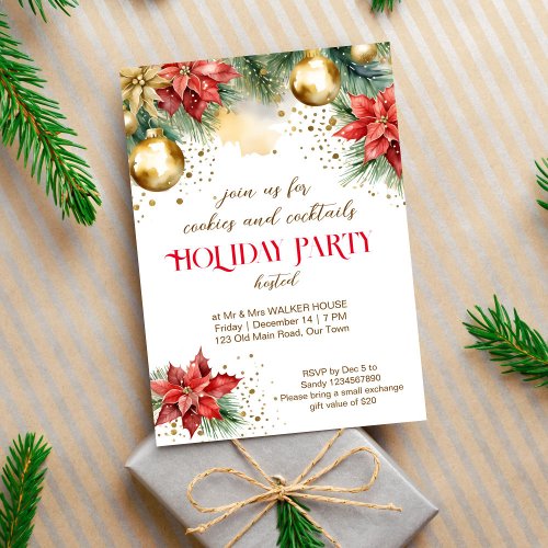 Cookies and cocktails Christmas dinner party Invitation