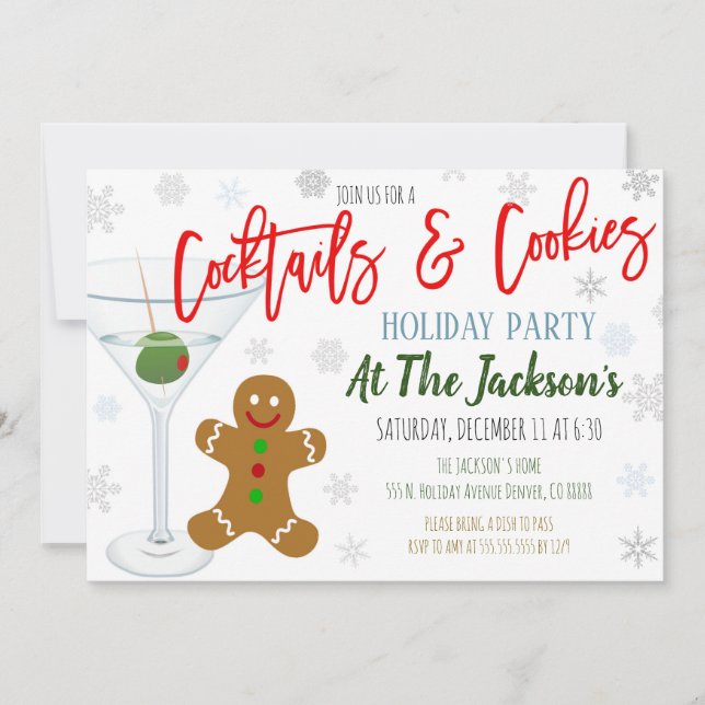 Cookies and Cocktails Christmas Party Invitation (Front)