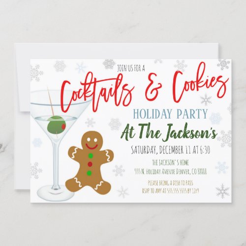 Cookies and Cocktails Christmas Party Invitation
