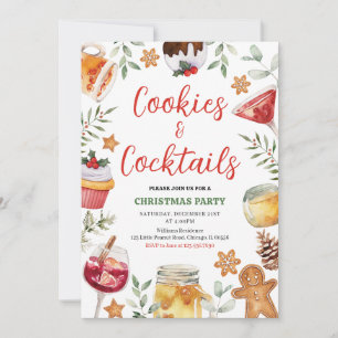 Cookies and Cocktails Christmas Party Invitation