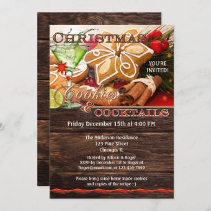 Cookies and Cocktails Cookie Swap Christmas Invitation