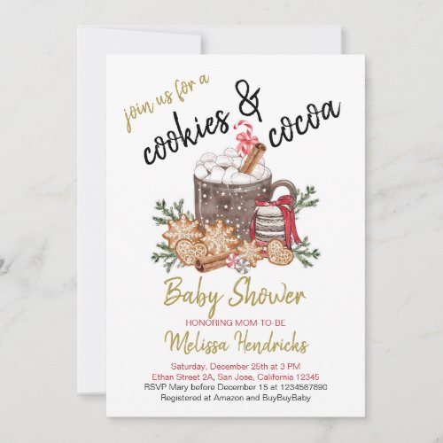Cookies and Cocoa Baby Shower Invitation 