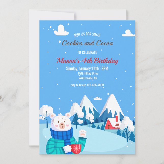 Cookies and Cocoa Bear Invitation (Front)