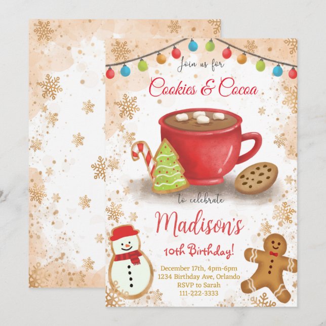 Cookies and Cocoa Birthday Party Invitation (Front/Back)
