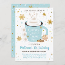 Cookies and Cocoa Blue Gold Drive By Birthday Invitation