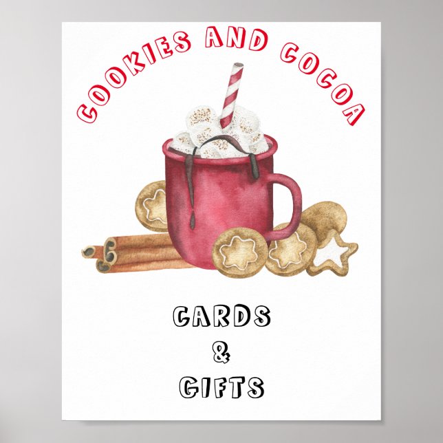 Cookies and cocoa - cards and gifts baby shower poster (Front)