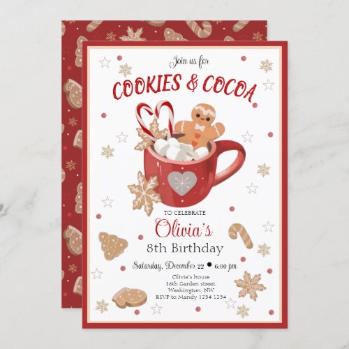 Cookies and Cocoa Christmas Birthday Invitation