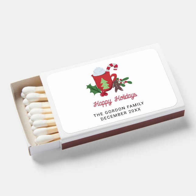 Cookies and Cocoa Christmas Custom Holidays Cute Matchboxes (Front Open)