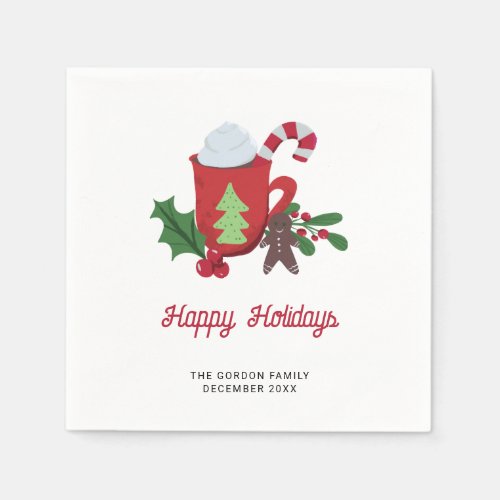 Cookies and Cocoa Christmas Custom Holidays Cute Napkins