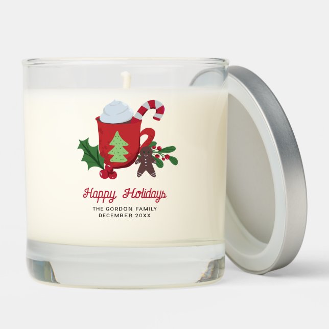 Cookies and Cocoa Christmas Custom Holidays Cute Scented Candle (Lid)