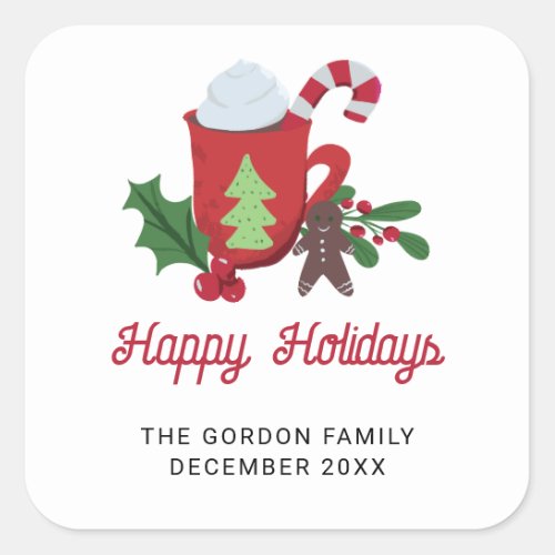 Cookies and Cocoa Christmas Custom Holidays Cute Square Sticker