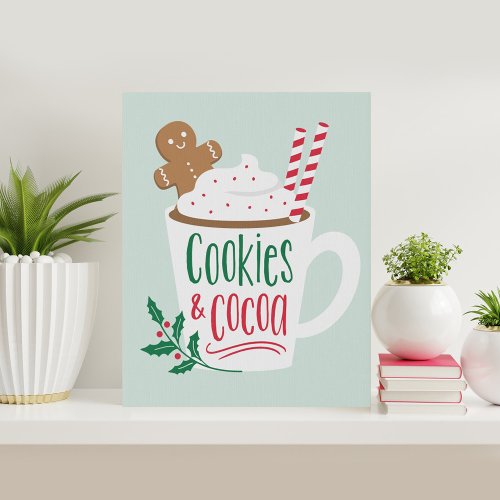 Cookies and Cocoa Christmas Decor Faux Canvas