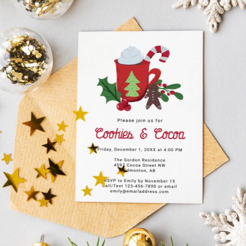 Cookies and Cocoa Christmas Holiday Party Cute  Invitation