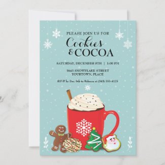 Cookies and Cocoa Christmas Holiday Party Invita Invitation