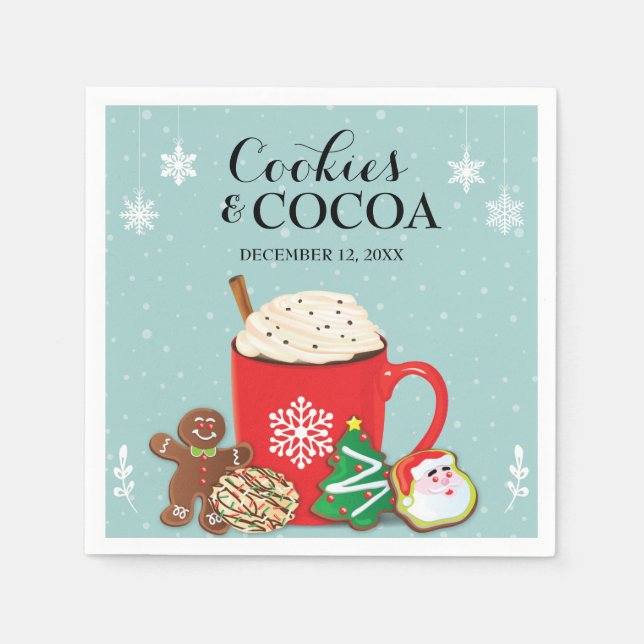 Cookies and Cocoa Christmas Holiday Party Napkins (Front)