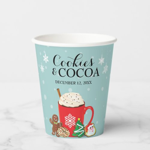 Cookies and Cocoa Christmas Holiday Party Paper Cups