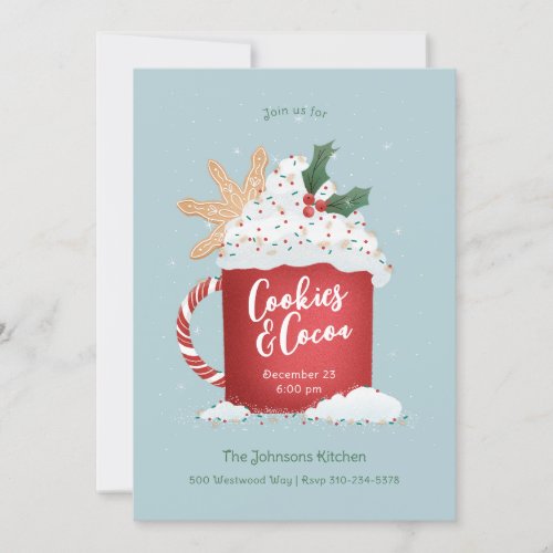 Cookies and Cocoa Christmas Party Invitation