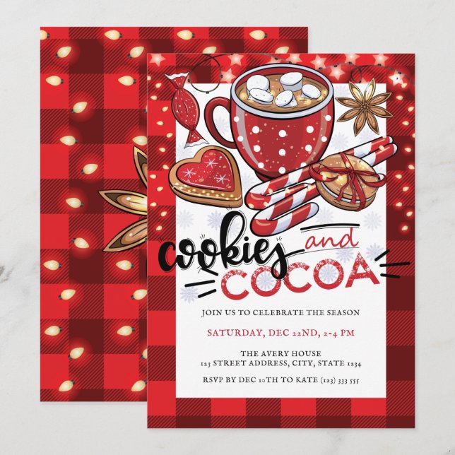 Cookies and Cocoa Christmas Party Invitation (Front/Back)