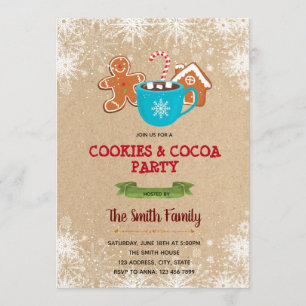 Cookies and cocoa christmas party invitation