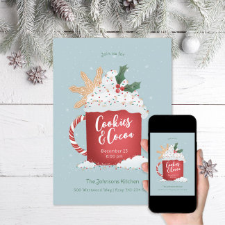 Cookies and Cocoa Christmas Party Invitation
